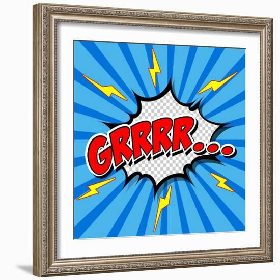 Superhero Bashing Comics Bubble-jirawatp-Framed Art Print