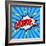 Superhero Bashing Comics Bubble-jirawatp-Framed Art Print