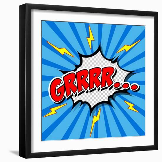 Superhero Bashing Comics Bubble-jirawatp-Framed Art Print