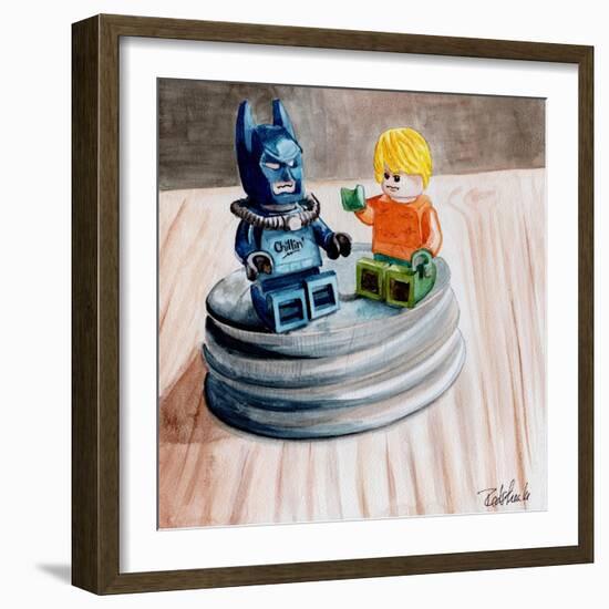 Superhero Fist Bump-Jennifer Redstreake Geary-Framed Art Print