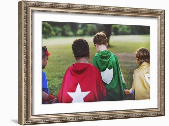 Superhero Kids Aspirations Fun Outdoors Concept-Rawpixel com-Framed Photographic Print