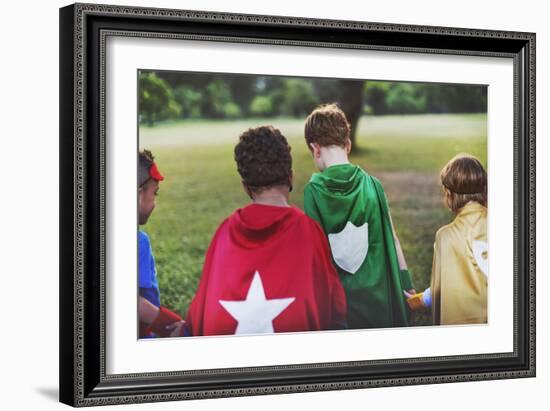 Superhero Kids Aspirations Fun Outdoors Concept-Rawpixel com-Framed Photographic Print