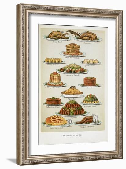 Supper Dishes. Meat and Fish Dishes-Isabella Beeton-Framed Giclee Print