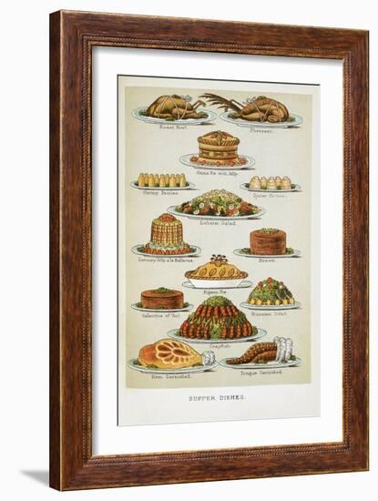 Supper Dishes. Meat and Fish Dishes-Isabella Beeton-Framed Giclee Print