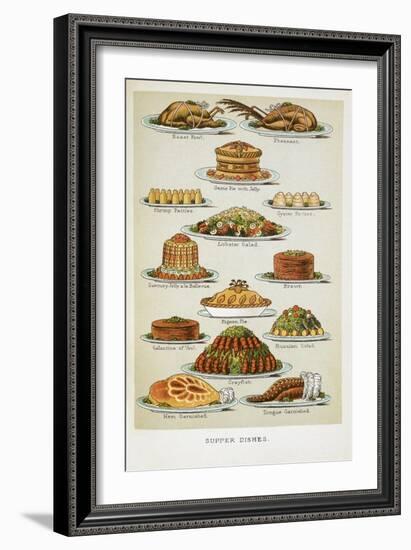 Supper Dishes. Meat and Fish Dishes-Isabella Beeton-Framed Giclee Print