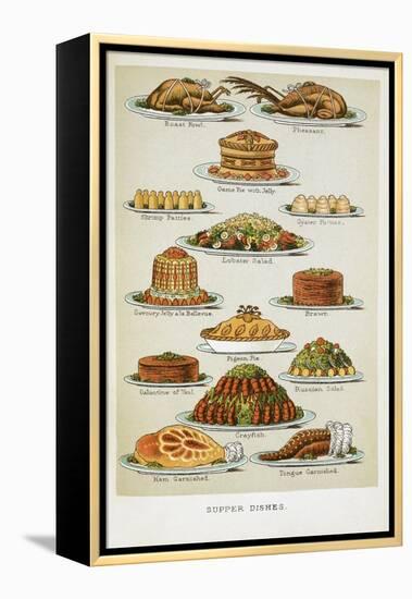 Supper Dishes. Meat and Fish Dishes-Isabella Beeton-Framed Premier Image Canvas