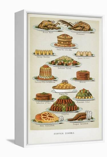 Supper Dishes. Meat and Fish Dishes-Isabella Beeton-Framed Premier Image Canvas