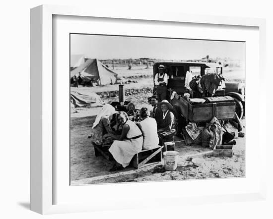 Suppertime for Oklahoma Family Follow Crops from California to Washington during the Depression-Dorothea Lange-Framed Photographic Print