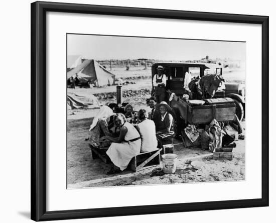 Suppertime for Oklahoma Family Follow Crops from California to Washington during the Depression-Dorothea Lange-Framed Photographic Print