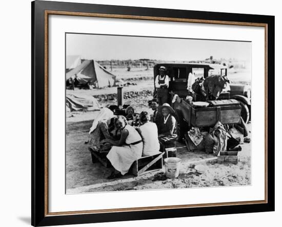 Suppertime for Oklahoma Family Follow Crops from California to Washington during the Depression-Dorothea Lange-Framed Photographic Print