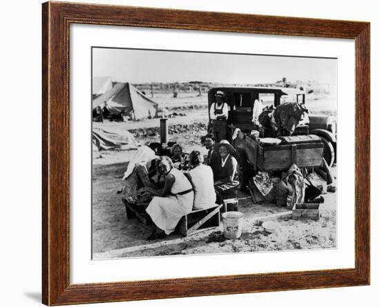 Suppertime for Oklahoma Family Follow Crops from California to Washington during the Depression-Dorothea Lange-Framed Photographic Print