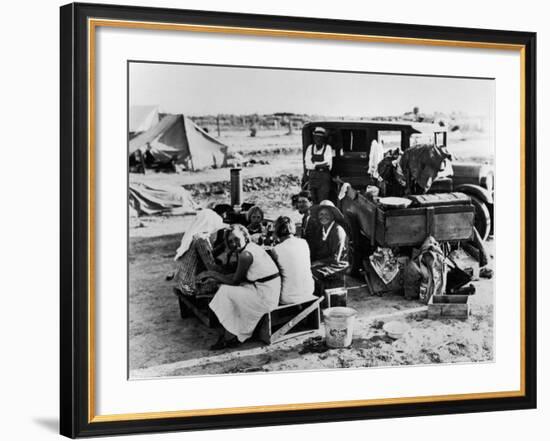 Suppertime for Oklahoma Family Follow Crops from California to Washington during the Depression-Dorothea Lange-Framed Photographic Print