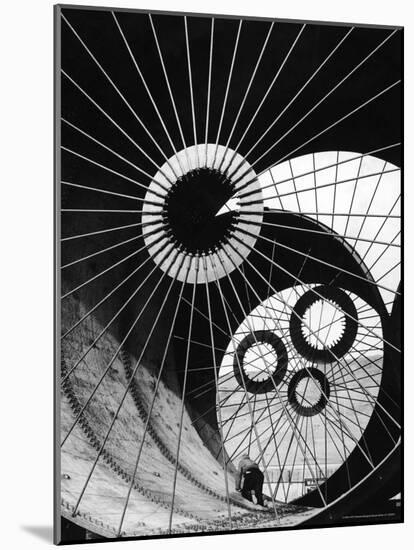 Support Struts Inside Section of a Giant Pipe Used to Divert Flow of Missouri River-Margaret Bourke-White-Mounted Photographic Print