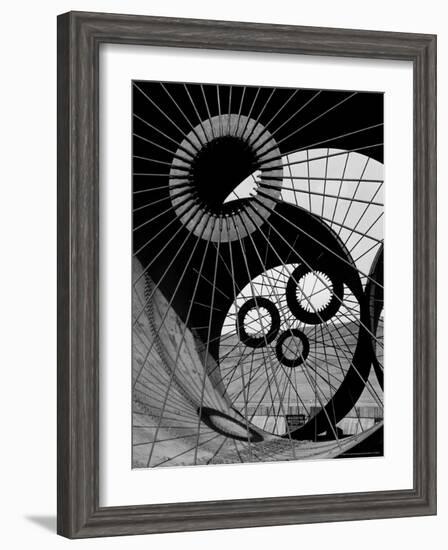 Support Struts Inside Section of a Giant Pipe Used to Divert Flow of Missouri River-Margaret Bourke-White-Framed Premium Photographic Print