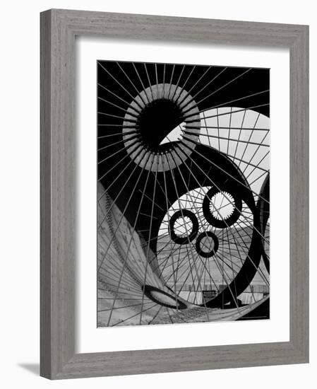 Support Struts Inside Section of a Giant Pipe Used to Divert Flow of Missouri River-Margaret Bourke-White-Framed Photographic Print