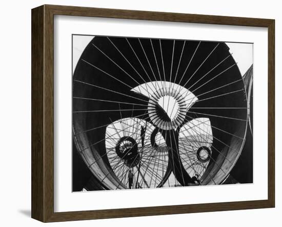 Support Struts Inside Section of Pipe Used to Divert the Flow of the Missouri River, Fort Peck Dam-Margaret Bourke-White-Framed Photographic Print