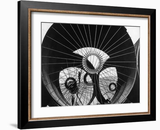 Support Struts Inside Section of Pipe Used to Divert the Flow of the Missouri River, Fort Peck Dam-Margaret Bourke-White-Framed Photographic Print