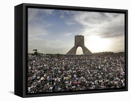 Supporters of Candidate Mir Hossein Mousavi Protest the Election Result at a Mass Rally in Tehran, -null-Framed Premier Image Canvas