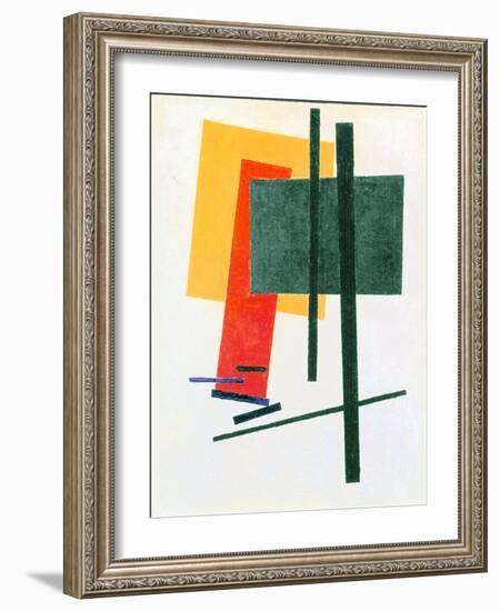 Suprematist Composition (With Yellow, Orange and Green Rectangle) 1915-16 (Oil on Canvas)-Kazimir Severinovich Malevich-Framed Giclee Print