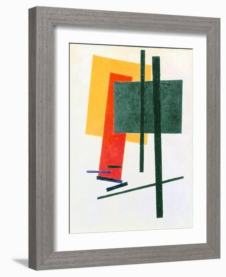 Suprematist Composition (With Yellow, Orange and Green Rectangle) 1915-16 (Oil on Canvas)-Kazimir Severinovich Malevich-Framed Giclee Print