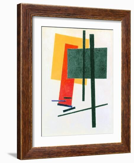 Suprematist Composition (With Yellow, Orange and Green Rectangle) 1915-16 (Oil on Canvas)-Kazimir Severinovich Malevich-Framed Giclee Print