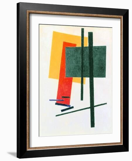 Suprematist Composition (With Yellow, Orange and Green Rectangle) 1915-16 (Oil on Canvas)-Kazimir Severinovich Malevich-Framed Giclee Print