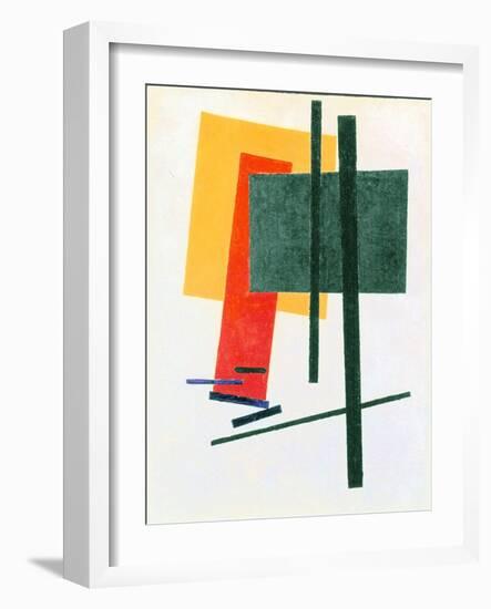 Suprematist Composition (With Yellow, Orange and Green Rectangle) 1915-16 (Oil on Canvas)-Kazimir Severinovich Malevich-Framed Giclee Print