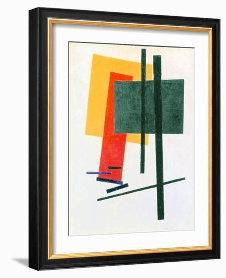 Suprematist Composition (With Yellow, Orange and Green Rectangle) 1915-16 (Oil on Canvas)-Kazimir Severinovich Malevich-Framed Giclee Print