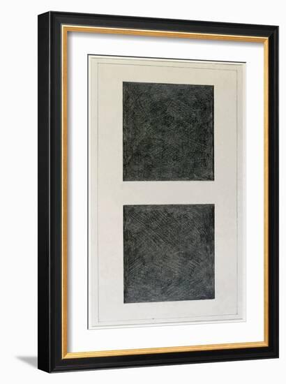 Suprematist Element: Two Squares (Oil on Canvas, 20Th Century)-Kazimir Severinovich Malevich-Framed Giclee Print