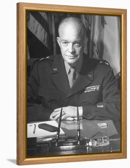 Supreme Allied Commander Gen. Dwight D. Eisenhower, Posing for the Cover of Life Magazine-David Scherman-Framed Premier Image Canvas