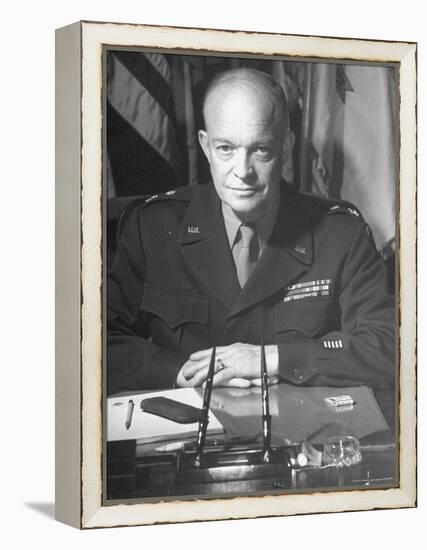 Supreme Allied Commander Gen. Dwight D. Eisenhower, Posing for the Cover of Life Magazine-David Scherman-Framed Premier Image Canvas