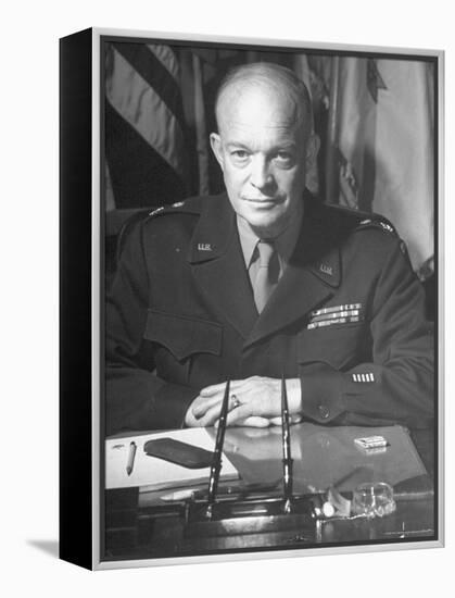 Supreme Allied Commander Gen. Dwight D. Eisenhower, Posing for the Cover of Life Magazine-David Scherman-Framed Premier Image Canvas