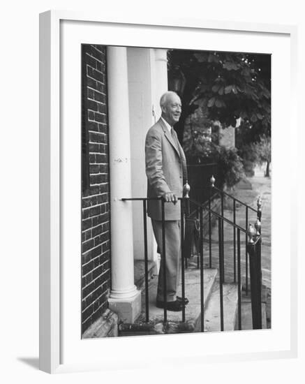 Supreme Court Justice Hugo L. Black Standing on a Pourch-null-Framed Premium Photographic Print