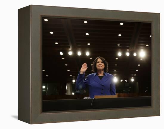 Supreme Court Nominee Sonia Sotomayor is Sworn in on Capitol Hill in Washington-null-Framed Premier Image Canvas