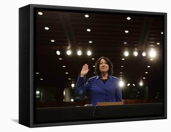 Supreme Court Nominee Sonia Sotomayor is Sworn in on Capitol Hill in Washington-null-Framed Premier Image Canvas