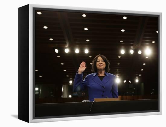Supreme Court Nominee Sonia Sotomayor is Sworn in on Capitol Hill in Washington-null-Framed Premier Image Canvas