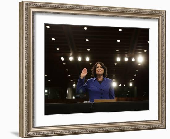 Supreme Court Nominee Sonia Sotomayor is Sworn in on Capitol Hill in Washington-null-Framed Photographic Print