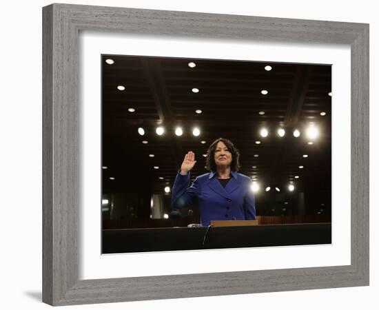 Supreme Court Nominee Sonia Sotomayor is Sworn in on Capitol Hill in Washington-null-Framed Photographic Print