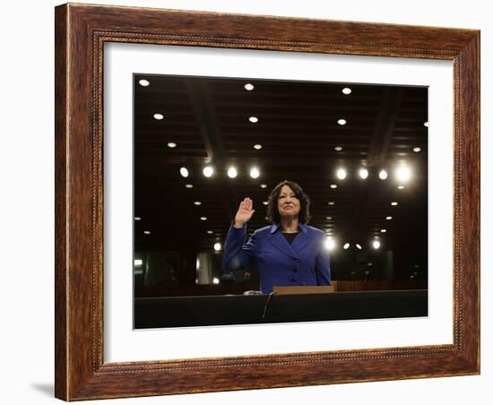 Supreme Court Nominee Sonia Sotomayor is Sworn in on Capitol Hill in Washington-null-Framed Photographic Print