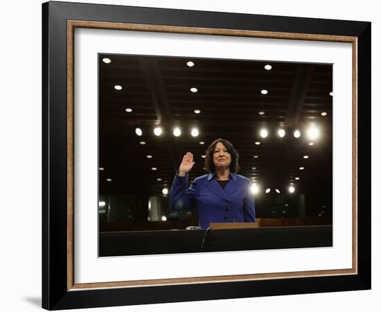 Supreme Court Nominee Sonia Sotomayor is Sworn in on Capitol Hill in Washington-null-Framed Photographic Print