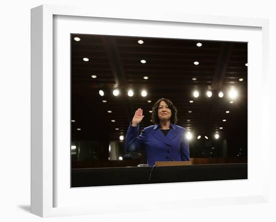 Supreme Court Nominee Sonia Sotomayor is Sworn in on Capitol Hill in Washington-null-Framed Photographic Print