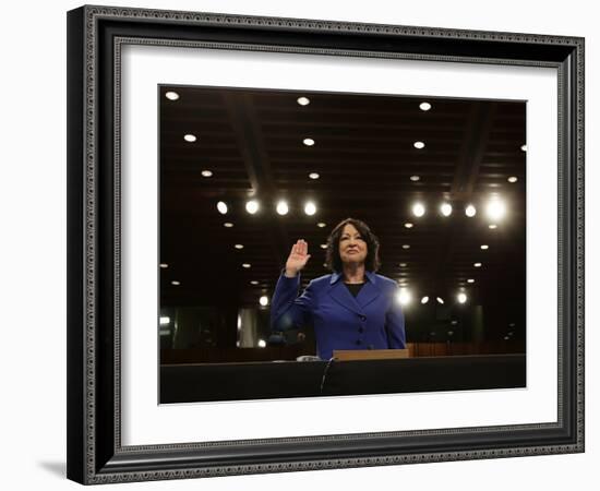 Supreme Court Nominee Sonia Sotomayor is Sworn in on Capitol Hill in Washington-null-Framed Photographic Print