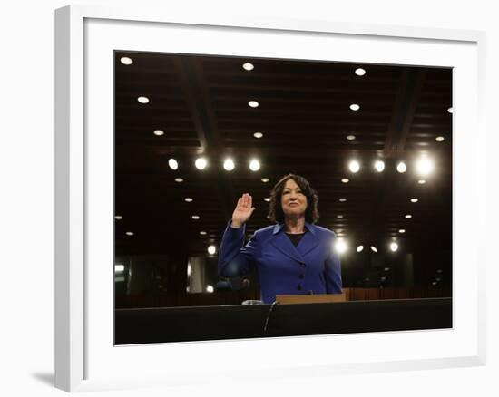 Supreme Court Nominee Sonia Sotomayor is Sworn in on Capitol Hill in Washington-null-Framed Photographic Print