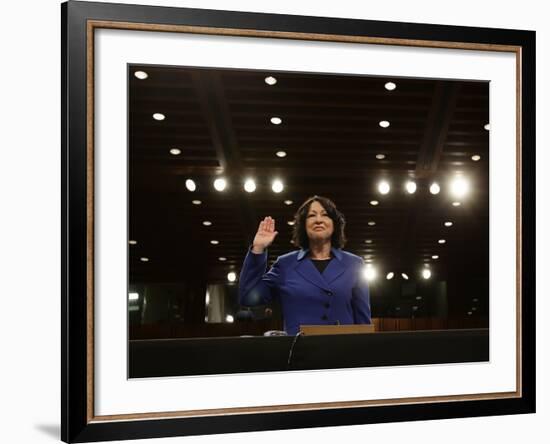 Supreme Court Nominee Sonia Sotomayor is Sworn in on Capitol Hill in Washington-null-Framed Photographic Print