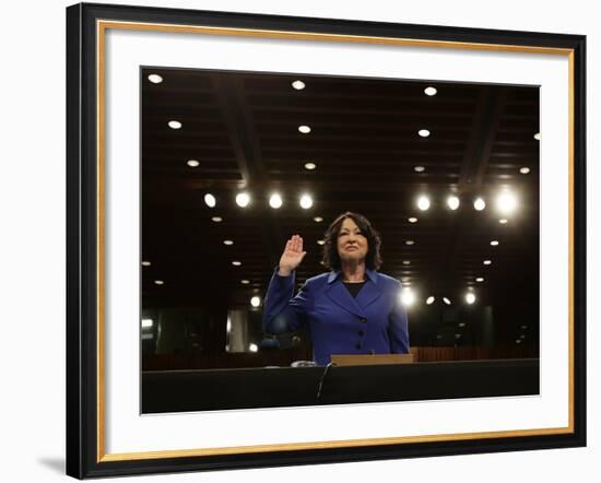 Supreme Court Nominee Sonia Sotomayor is Sworn in on Capitol Hill in Washington-null-Framed Photographic Print