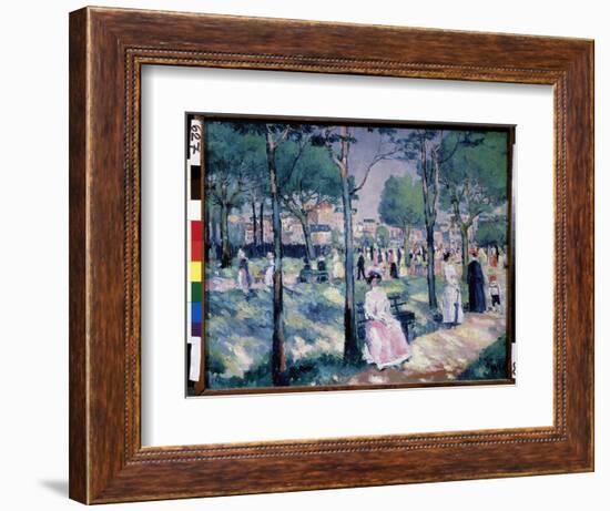 Sur Le Boulevard (On the Boulevard). Scene D'ete, Dans Un Parc Avec La Ville En Arriere Plan, De No-Kazimir Severinovich Malevich-Framed Giclee Print