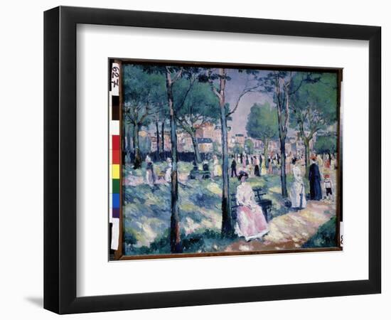 Sur Le Boulevard (On the Boulevard). Scene D'ete, Dans Un Parc Avec La Ville En Arriere Plan, De No-Kazimir Severinovich Malevich-Framed Giclee Print