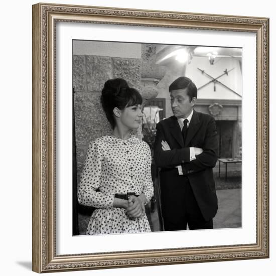 Sur le tournage du film and Satan conduit le bal with Bernadette Lafont and Jacques Doniol-Valcroze-null-Framed Photo