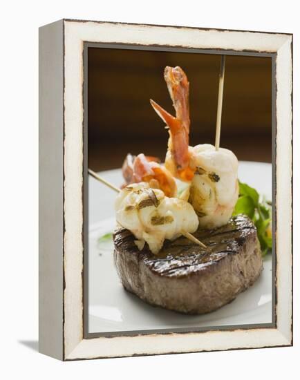 Surf and Turf (Seafood and Beef Steak)-null-Framed Premier Image Canvas