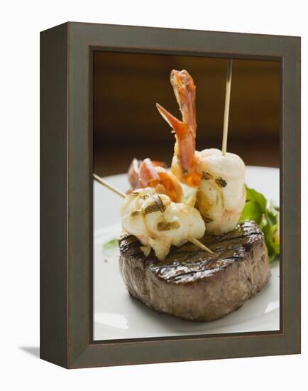 Surf and Turf (Seafood and Beef Steak)-null-Framed Premier Image Canvas